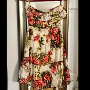 Ivory/floral strapless dress